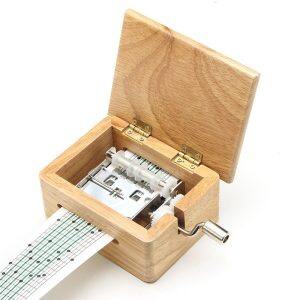 15 Tone DIY Hand-cranked Music Box Wooden Box With Hole Puncher And 10pcs Paper Tapes Music Movements Box Paper Strip Home Decor