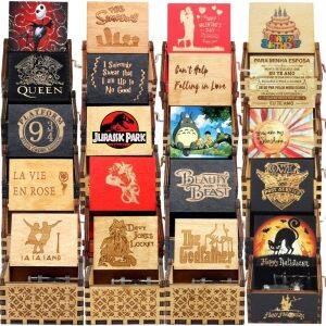 52 Theme Music Box Wooden Hand Cranked Queen Jurassic Park Neverland Casket caja musical Birthday Holiday Gifts