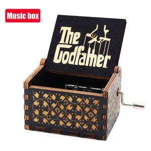 Classical Hot Wooden Hand Crank Music Box Godfather Love Dad Digimon Theme Classical Chirstmas Valentines Day Birthday Gift