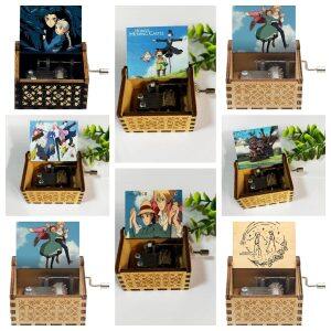 New Howl's Moving Castle Music Box Wooden Hand-cranked Music Box Anime Theme Birthday Present Gift to Daughter Child