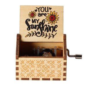 Vintage Wooden Music Box You Are My Sunshine I Love You Godfather Queen Music Box Christmas Valentine Mother's Day Birthday Gift
